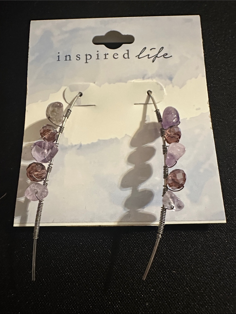 Inspire Lavender & Light Mauve Beaded Wire Drop Earrings
#68